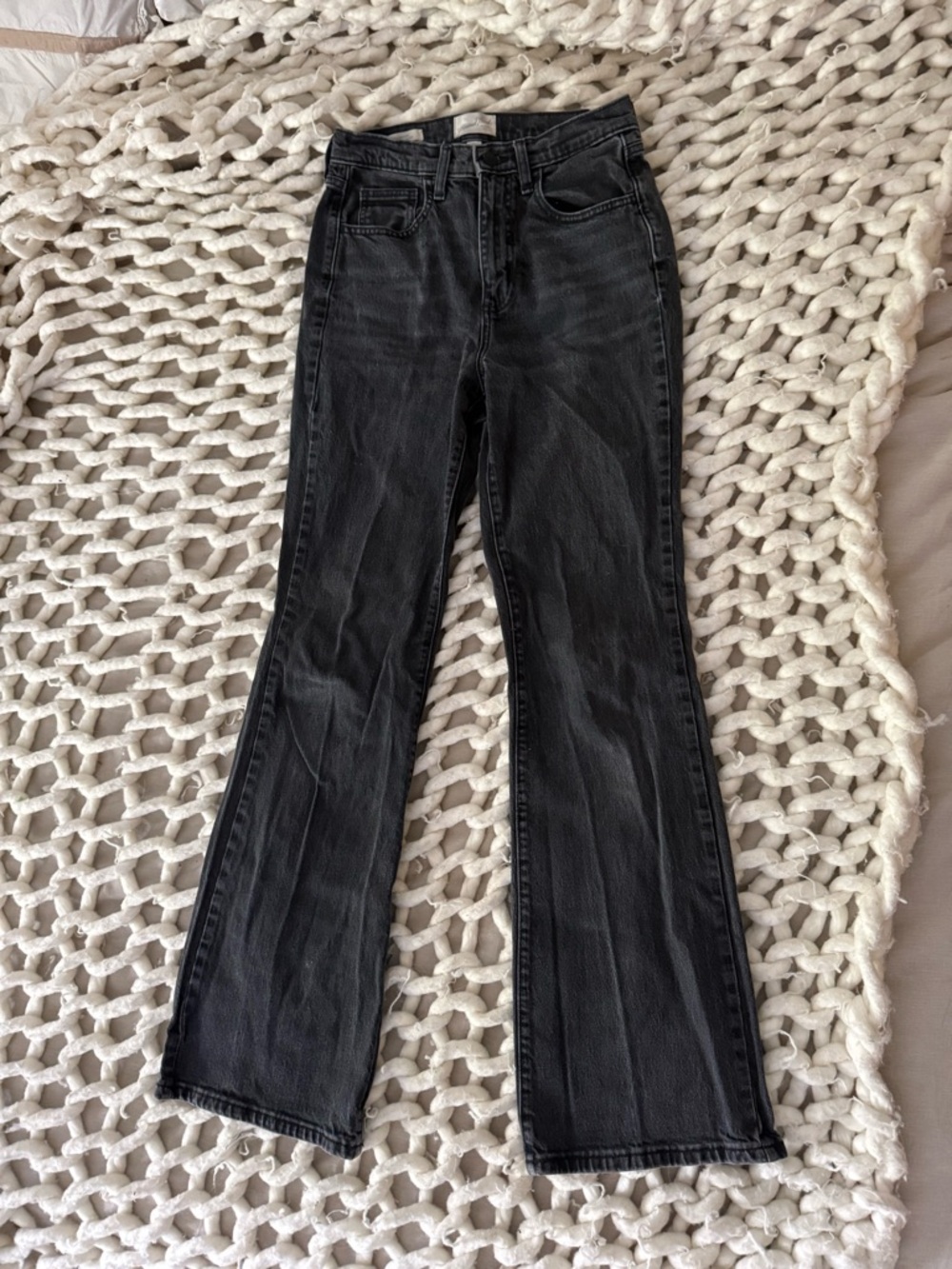 Black high rise flare jeans